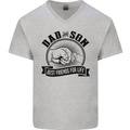 Dad & Son Best Friends Father's Day Mens V-Neck Cotton T-Shirt Sports Grey