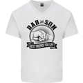 Dad & Son Best Friends Father's Day Mens V-Neck Cotton T-Shirt White