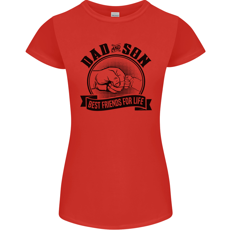 Dad & Son Best Friends Father's Day Womens Petite Cut T-Shirt Red