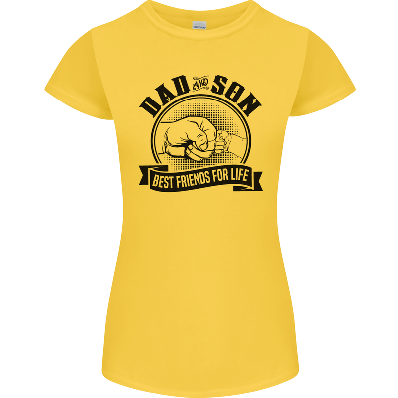 Dad & Son Best Friends Father's Day Womens Petite Cut T-Shirt Yellow