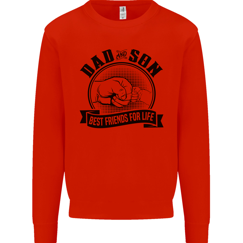 Dad & Son Best Friends For Life Kids Sweatshirt Jumper Bright Red