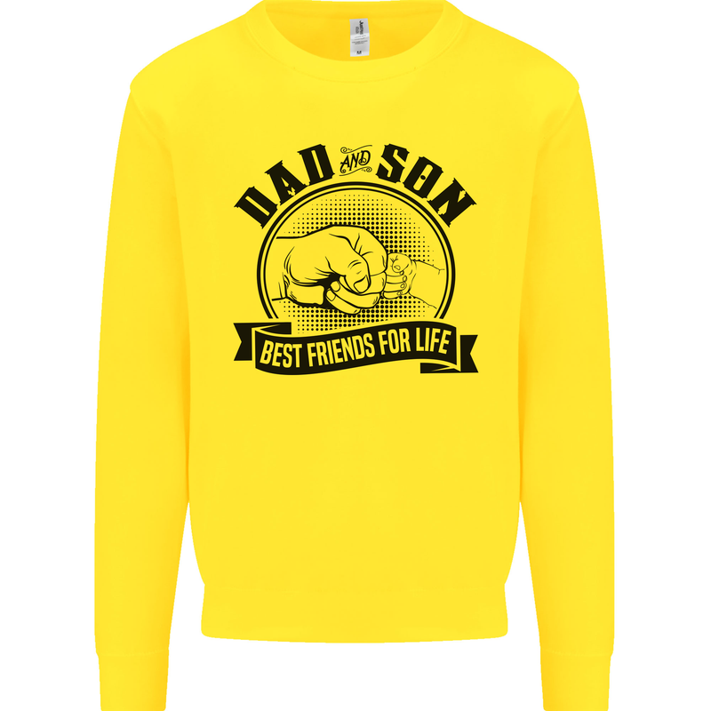 Dad & Son Best Friends For Life Kids Sweatshirt Jumper Yellow