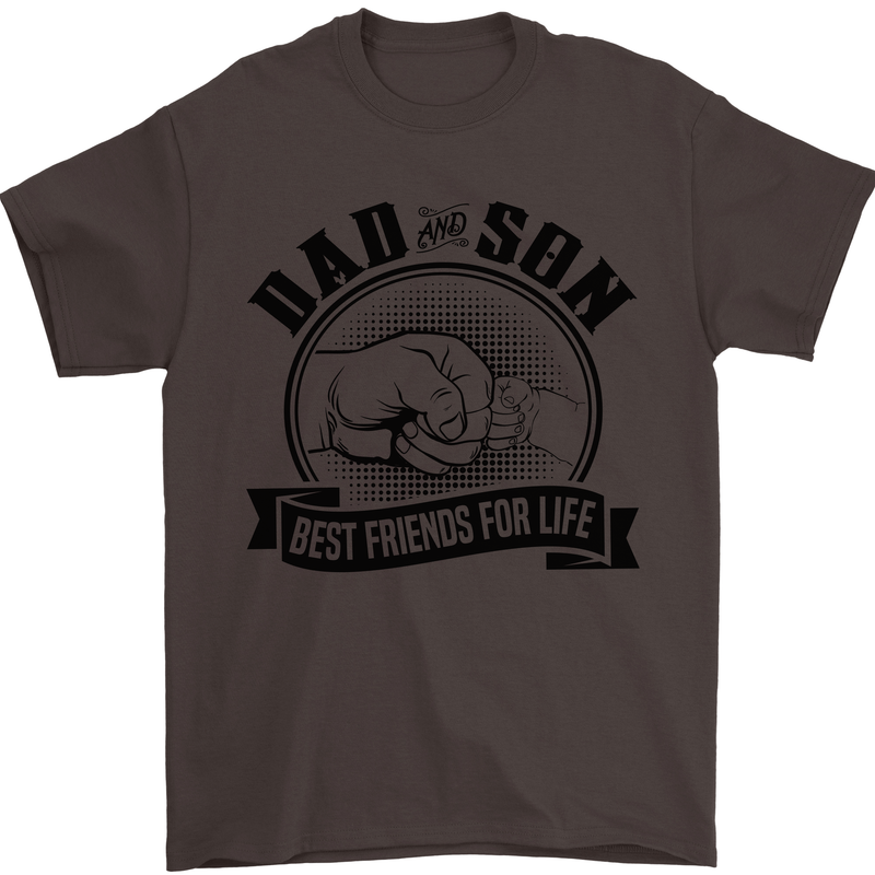 Dad & Son Best Friends For Life Mens T-Shirt Cotton Gildan Dark Chocolate