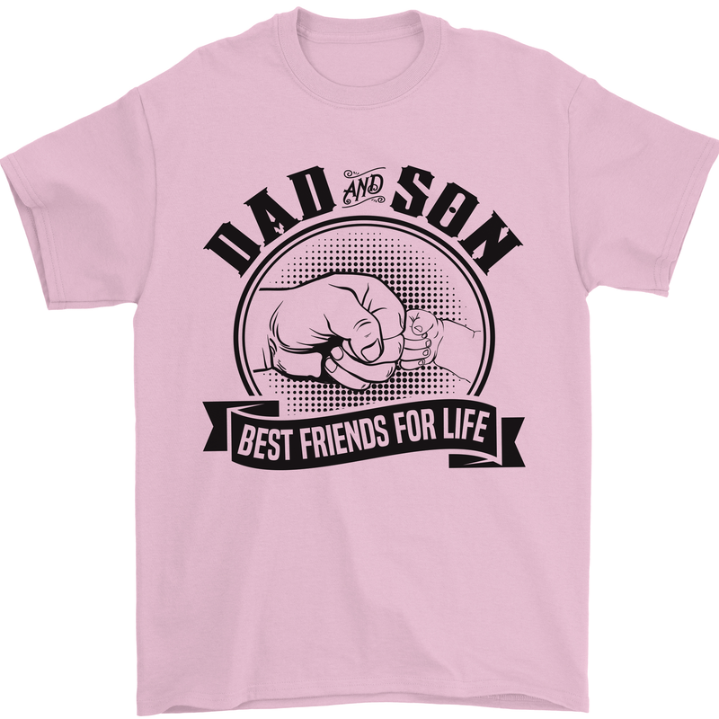 Dad & Son Best Friends For Life Mens T-Shirt Cotton Gildan Light Pink