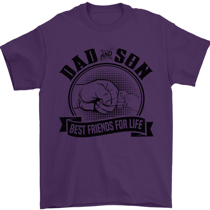 Dad & Son Best Friends For Life Mens T-Shirt Cotton Gildan Purple