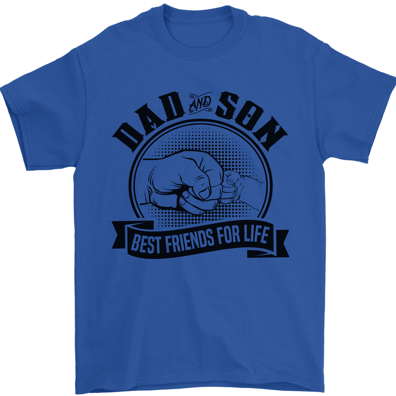 Dad & Son Best Friends For Life Mens T-Shirt Cotton Gildan Royal Blue