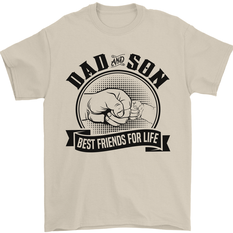 Dad & Son Best Friends For Life Mens T-Shirt Cotton Gildan Sand
