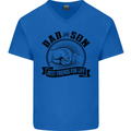 Dad & Son Best Friends For Life Mens V-Neck Cotton T-Shirt Royal Blue