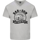 Dad & Son Best Friends For Life Mens V-Neck Cotton T-Shirt Sports Grey