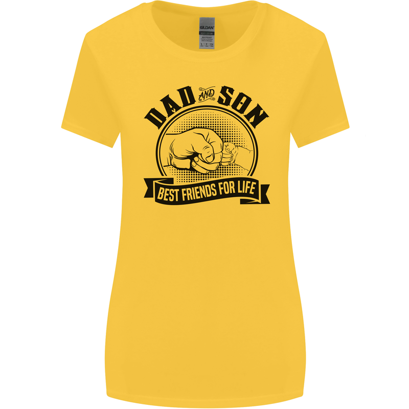 Dad & Son Best Friends For Life Womens Wider Cut T-Shirt Yellow