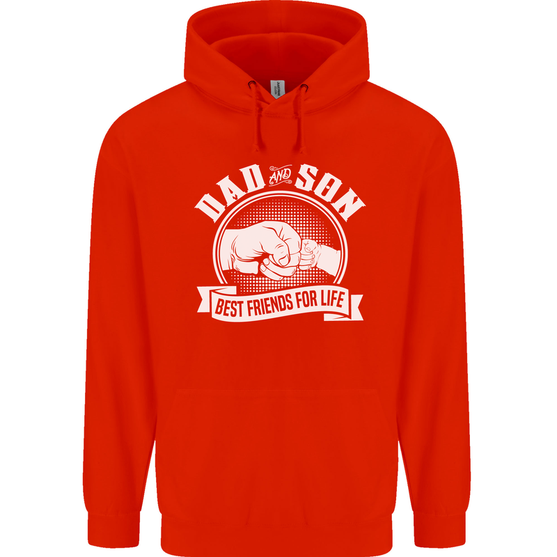 Dad & Son Best Friends for Life Mens 80% Cotton Hoodie Bright Red