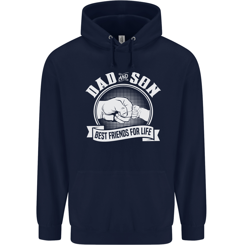 Dad & Son Best Friends for Life Mens 80% Cotton Hoodie Navy Blue