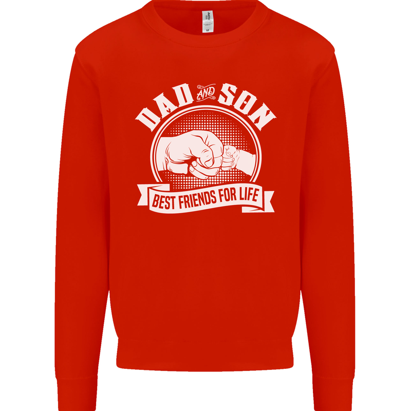 Dad & Son Best Friends for Life Mens Sweatshirt Jumper Bright Red