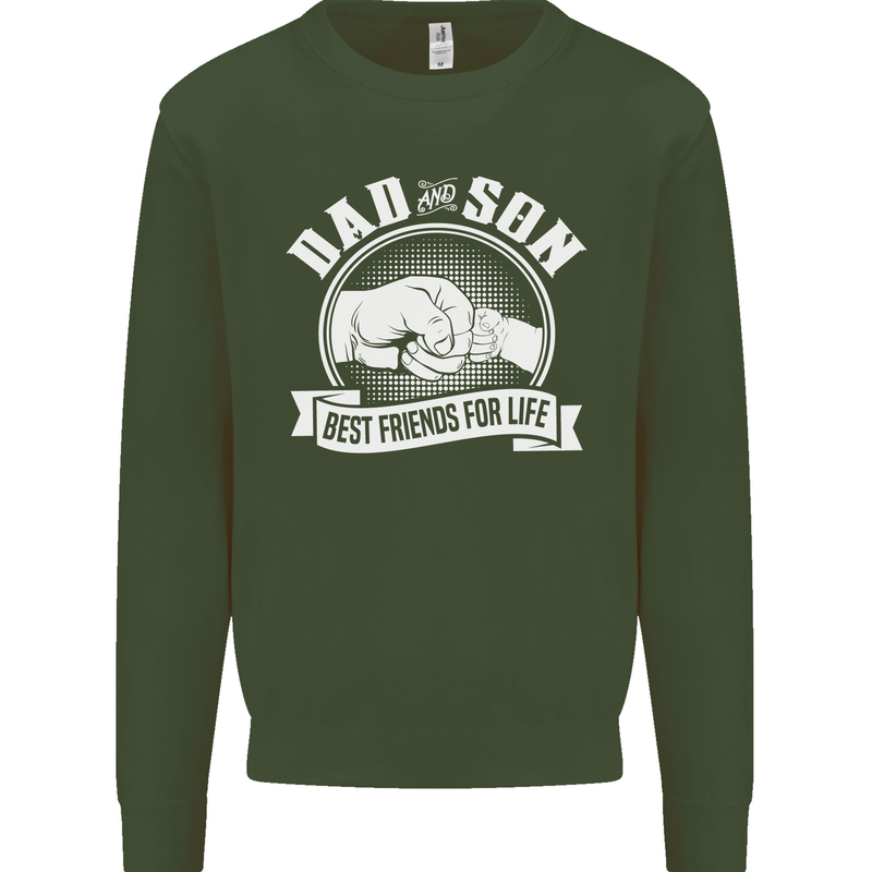 Dad & Son Best Friends for Life Mens Sweatshirt Jumper Forest Green