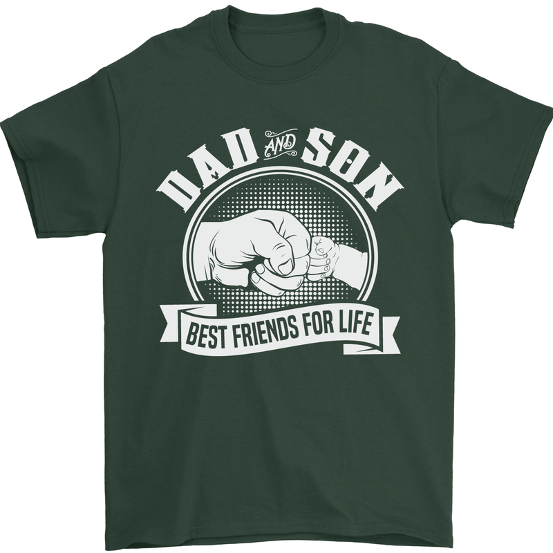 Dad & Son Best Friends for Life Mens T-Shirt Cotton Gildan Forest Green