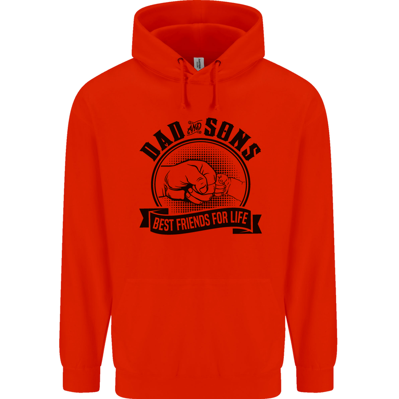 Dad & Sons Best Friends Father's Day Childrens Kids Hoodie Bright Red