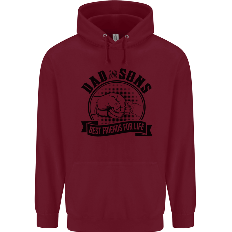 Dad & Sons Best Friends Father's Day Childrens Kids Hoodie Maroon