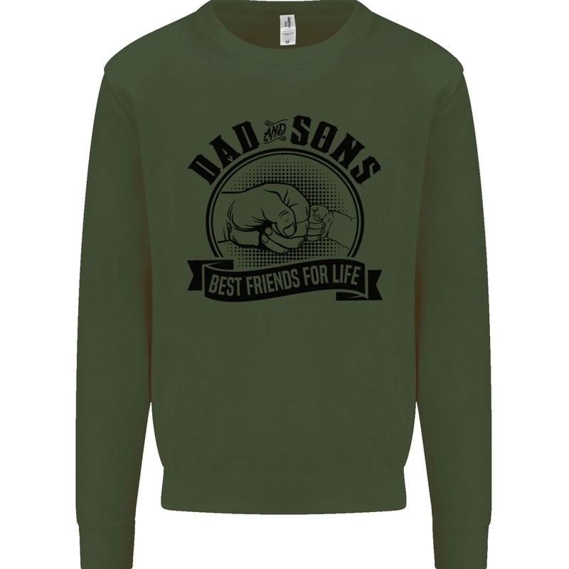 Dad & Sons Best Friends Father's Day Mens Sweatshirt Jumper Forest Green