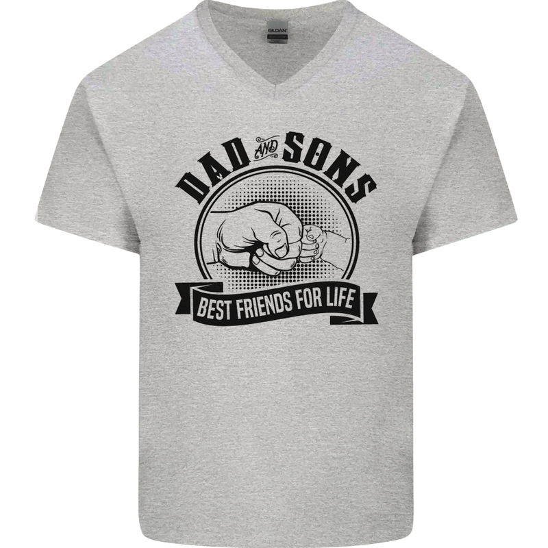 Dad & Sons Best Friends Father's Day Mens V-Neck Cotton T-Shirt Sports Grey