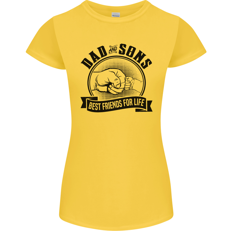 Dad & Sons Best Friends Father's Day Womens Petite Cut T-Shirt Yellow
