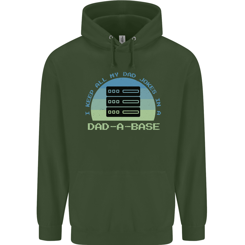 Dad a Base Funny Fathers Day Jokes Childrens Kids Hoodie Forest Green