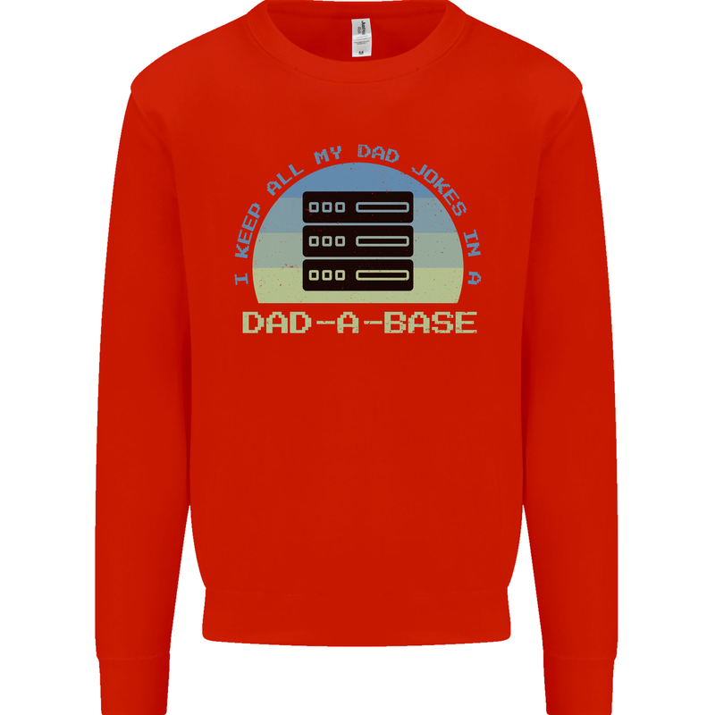 Dad a Base Funny Fathers Day Jokes Kids Sweatshirt Jumper Bright Red