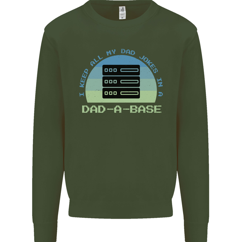 Dad a Base Funny Fathers Day Jokes Kids Sweatshirt Jumper Forest Green