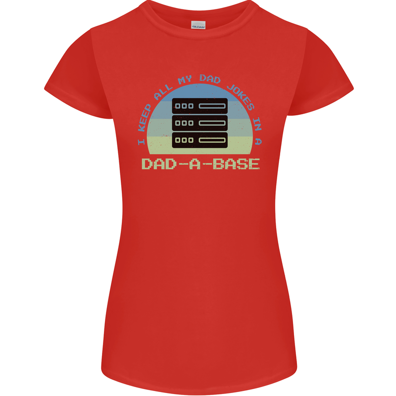 Dad a Base Funny Fathers Day Jokes Womens Petite Cut T-Shirt Red