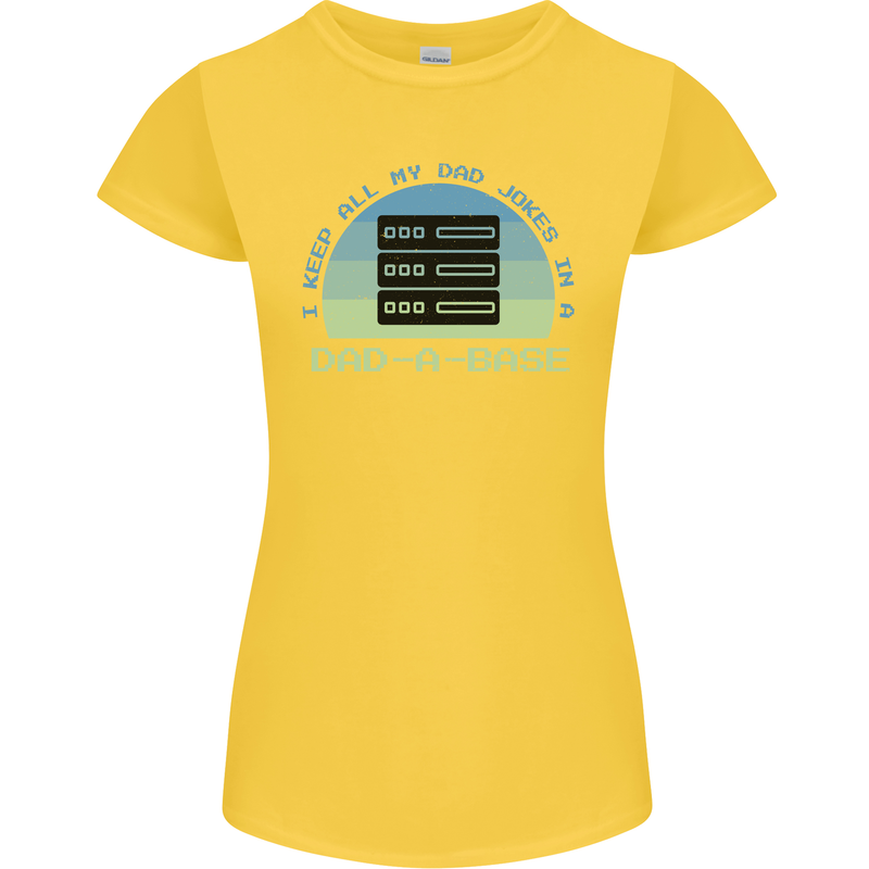 Dad a Base Funny Fathers Day Jokes Womens Petite Cut T-Shirt Yellow