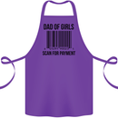Dad of Girls Scan For Payment Father's Day Cotton Apron 100% Organic Purple