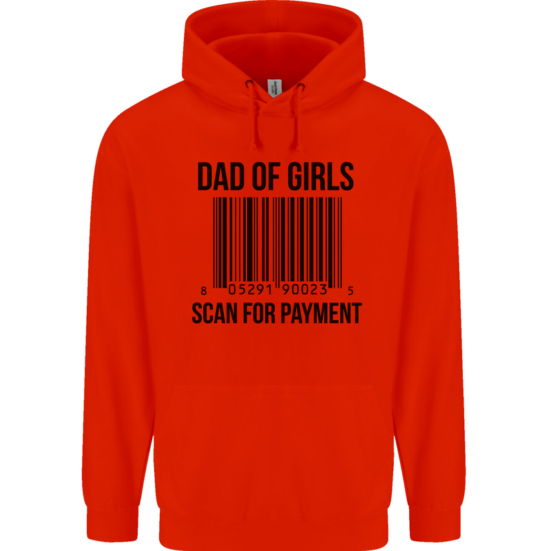 Dad of Girls Scan For Payment Father's Day Mens 80% Cotton Hoodie Bright Red