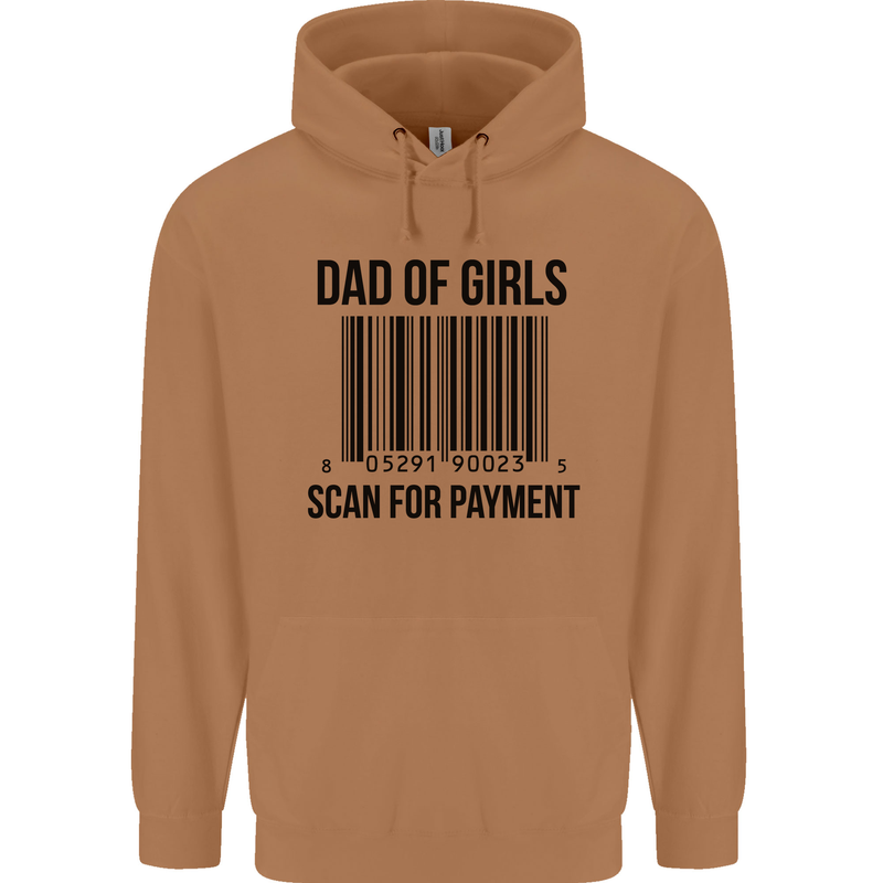 Dad of Girls Scan For Payment Father's Day Mens 80% Cotton Hoodie Caramel Latte
