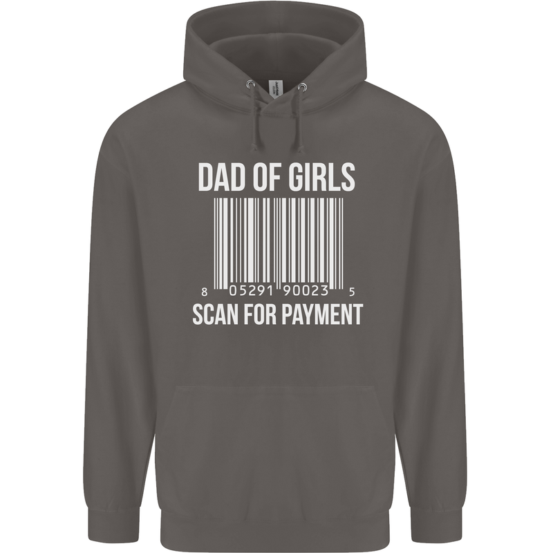Dad of Girls Scan For Payment Father's Day Mens 80% Cotton Hoodie Charcoal