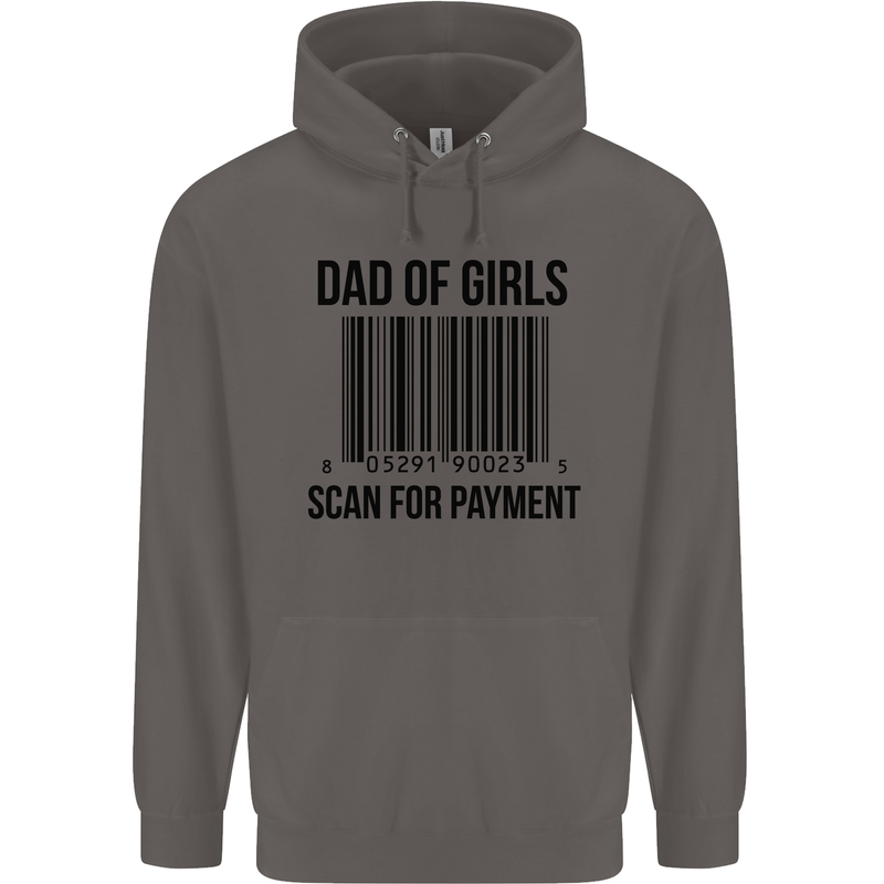 Dad of Girls Scan For Payment Father's Day Mens 80% Cotton Hoodie Charcoal