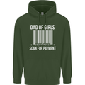Dad of Girls Scan For Payment Father's Day Mens 80% Cotton Hoodie Forest Green