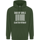 Dad of Girls Scan For Payment Father's Day Mens 80% Cotton Hoodie Forest Green