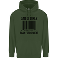 Dad of Girls Scan For Payment Father's Day Mens 80% Cotton Hoodie Forest Green