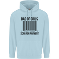 Dad of Girls Scan For Payment Father's Day Mens 80% Cotton Hoodie Light Blue