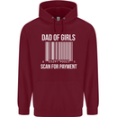 Dad of Girls Scan For Payment Father's Day Mens 80% Cotton Hoodie Maroon