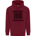 Dad of Girls Scan For Payment Father's Day Mens 80% Cotton Hoodie Maroon