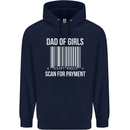 Dad of Girls Scan For Payment Father's Day Mens 80% Cotton Hoodie Navy Blue
