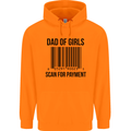 Dad of Girls Scan For Payment Father's Day Mens 80% Cotton Hoodie Orange
