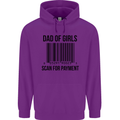Dad of Girls Scan For Payment Father's Day Mens 80% Cotton Hoodie Purple