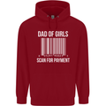 Dad of Girls Scan For Payment Father's Day Mens 80% Cotton Hoodie Red