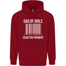 Dad of Girls Scan For Payment Father's Day Mens 80% Cotton Hoodie Red