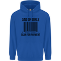 Dad of Girls Scan For Payment Father's Day Mens 80% Cotton Hoodie Royal Blue