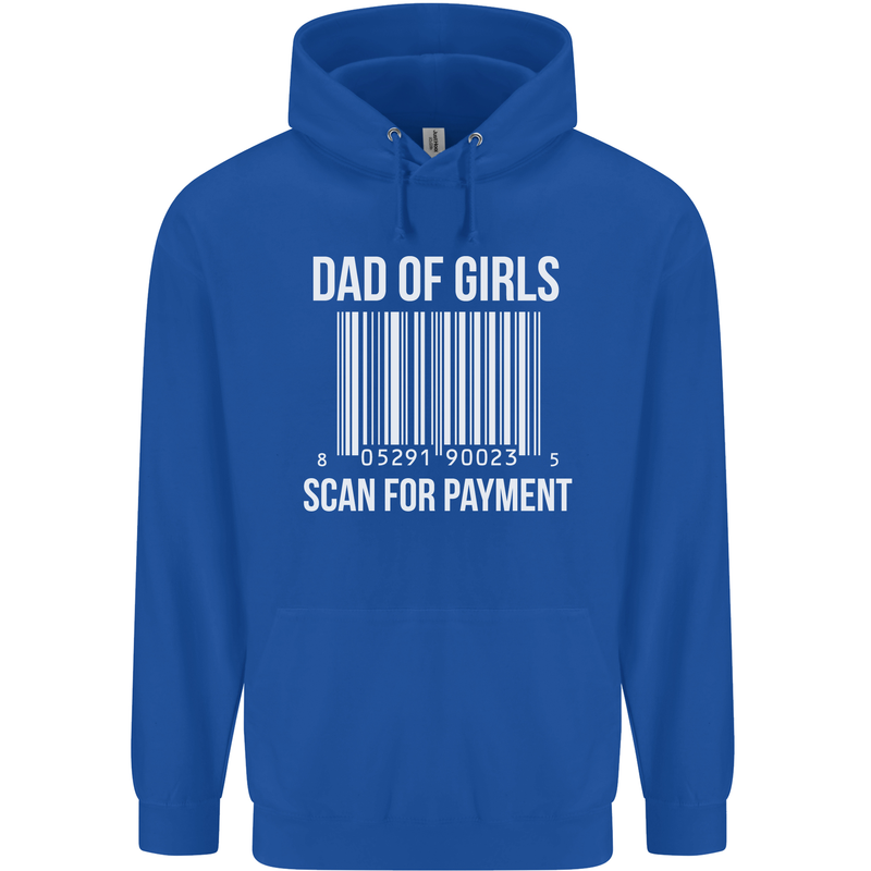 Dad of Girls Scan For Payment Father's Day Mens 80% Cotton Hoodie Royal Blue