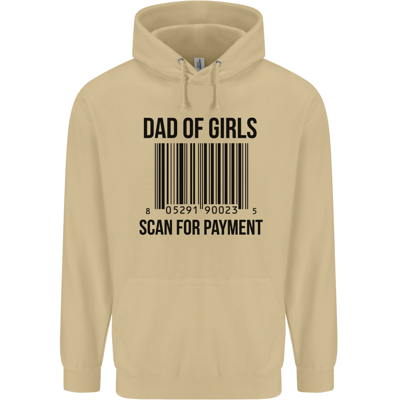 Dad of Girls Scan For Payment Father's Day Mens 80% Cotton Hoodie Sand