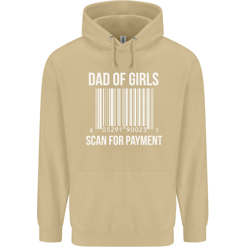 Dad of Girls Scan For Payment Father's Day Mens 80% Cotton Hoodie Sand