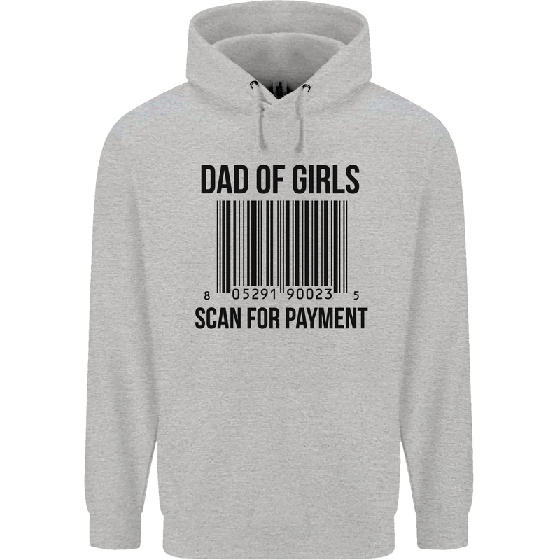 Dad of Girls Scan For Payment Father's Day Mens 80% Cotton Hoodie Sports Grey